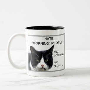 Tasse 2 Couleurs Chat grincheux "Je déteste les gens du matin" Caf