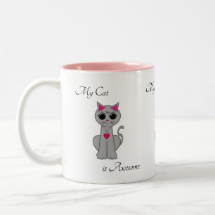 Tasse 2 Couleurs Chat gris mignon