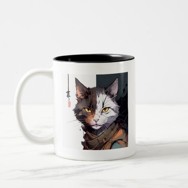 Tasse 2 Couleurs Chat guerrier (Gauche)