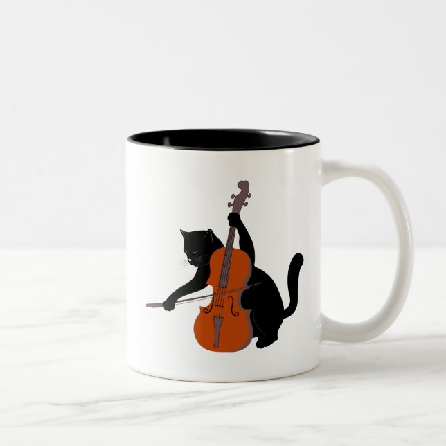 Tasse 2 Couleurs Chat Jouer Violon, Chat Et Musique Me Rendre Heure (Droit)