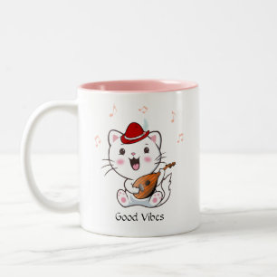 Tasse 2 Couleurs Chat Kitty Barde Musical avec Mandoline
