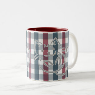 Tasse 2 Couleurs Chat Kitty et Carreaux