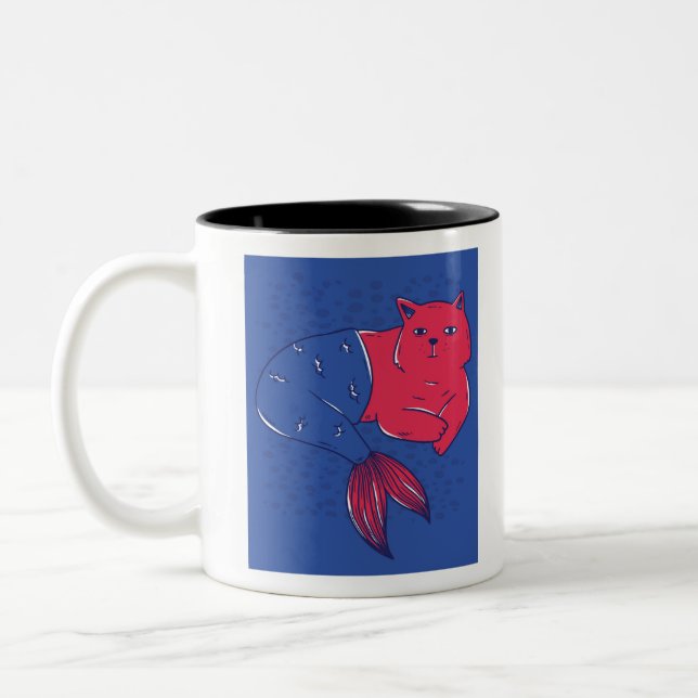 Tasse 2 Couleurs Chat Mermaid (Gauche)