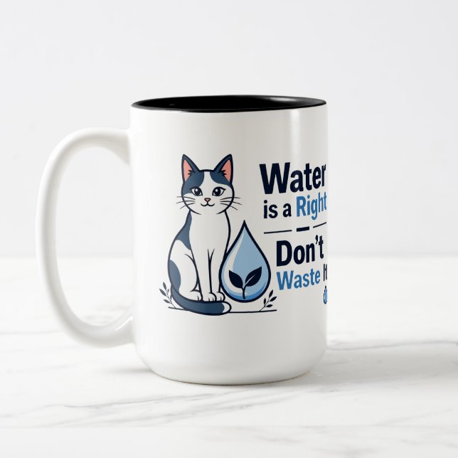 Tasse 2 Couleurs Chat Mignon Économiser l'Eau Éco-Responsable  (Gauche)