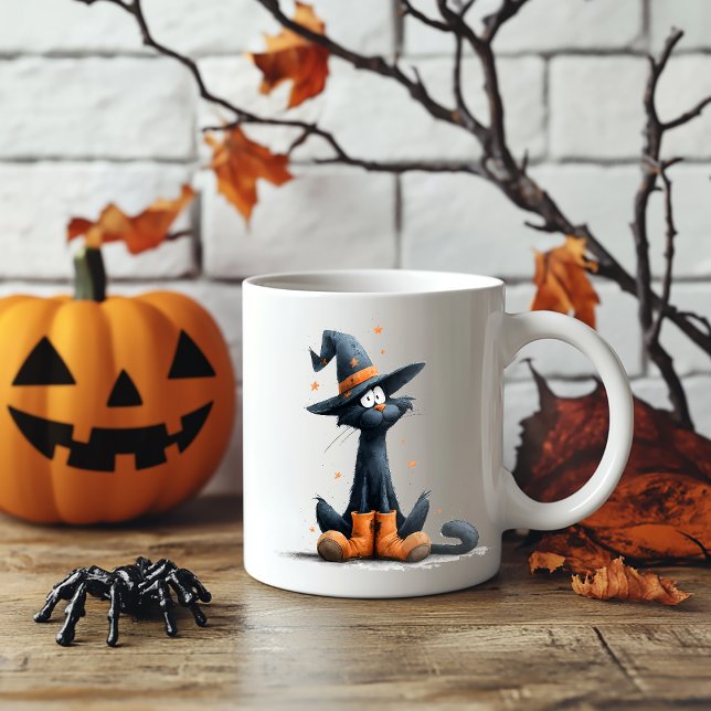 Tasse 2 Couleurs Chat noir d'Halloween (Créateur téléchargé)