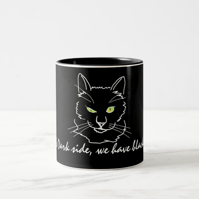 Tasse 2 Couleurs Chat noir drôle (Centre)
