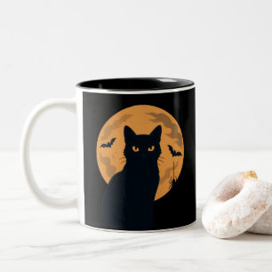 Tasse 2 Couleurs Chat noir éffrayant Silhouette Halloween Chat goth