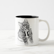 Chat noir et blanc drôle dans l'illustration