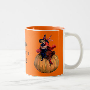 Tasse 2 Couleurs Chat noir et sorcière vintage
