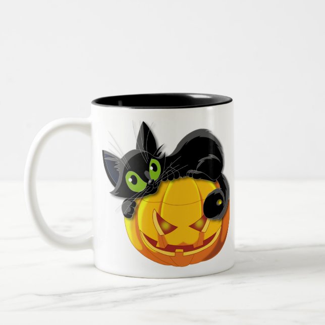 Tasse 2 Couleurs Chat noir Halloween Kitten Clip art (Gauche)