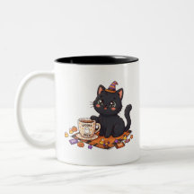 Chat noir Halloween Spooky & Caffeiné