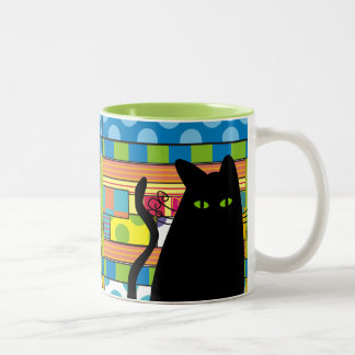 Tasse 2 Couleurs Chat noir lunatique "le gros chat "