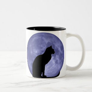 Tasse 2 Couleurs Chat noir, lune bleue
