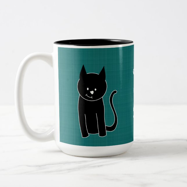 Tasse 2 Couleurs Chat noir mignon (Gauche)