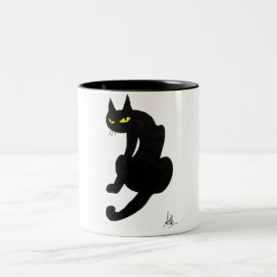 Tasse 2 Couleurs CHAT NOIR NINJA Blanc