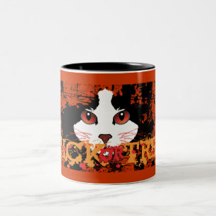 Tasse 2 Couleurs Chat noir - Tricoter ou traiter