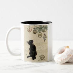 Tasse 2 Couleurs Chat Noir vintage Regardant Les Ornements
