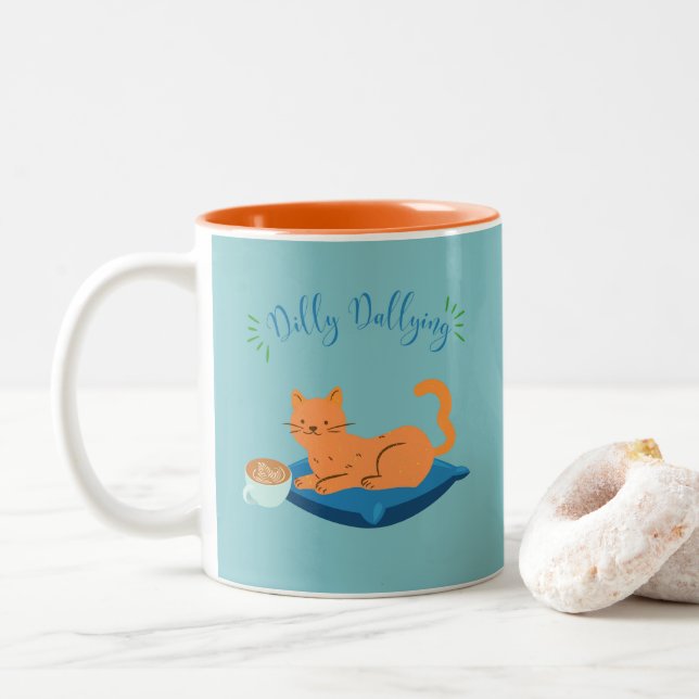Tasse 2 Couleurs Chat orange Dallly (Avec donut)
