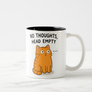 Tasse 2 Couleurs Chat orange drôle PNG - Aucune pensée, tête vide