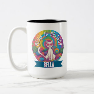 Tasse 2 Couleurs Chat Psychedelique Meow & Destroy Personnalisé