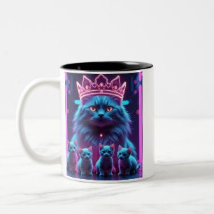 Tasse 2 Couleurs Chat Roi Néon & Adorables Chatons Pop Art Néon V
