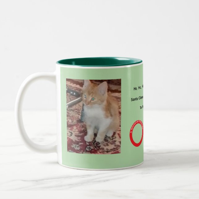 Tasse 2 Couleurs Chat roux Noël fantaisiste  (Gauche)