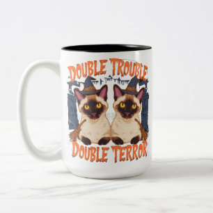Tasse 2 Couleurs Chat siamois dans le manoir d'Halloween