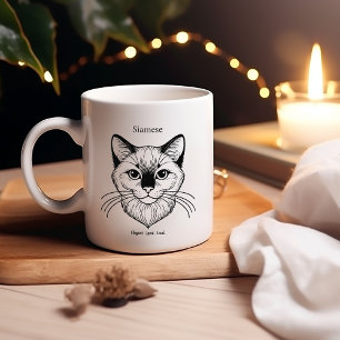 Tasse 2 Couleurs Chat Siamois - Élégant. Loyal. Fort.