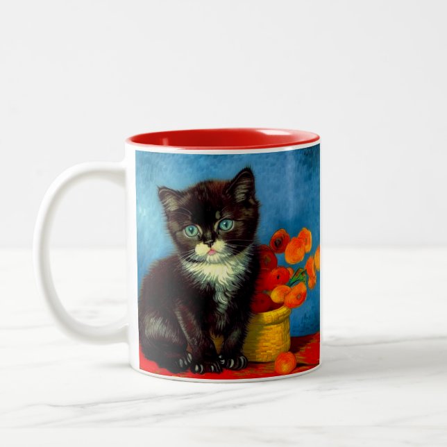 Tasse 2 Couleurs Chat smoking Van Gogh  (Gauche)