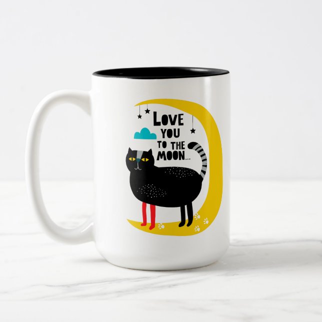 Tasse 2 Couleurs Chat sur la lune (Gauche)