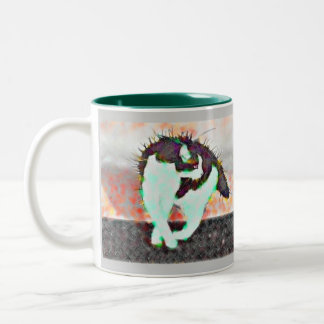 Tasse 2 Couleurs Chat sur un toit chaud de bidon par l'eLiN