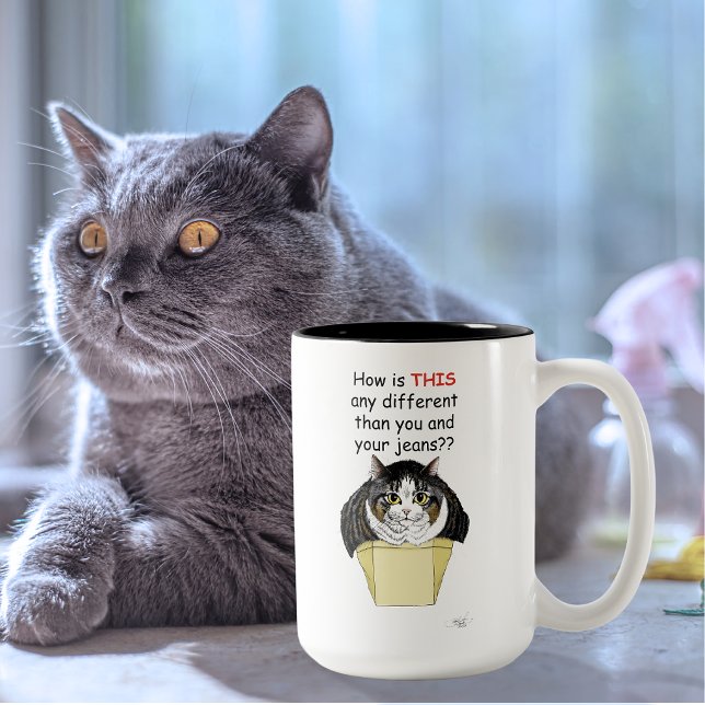 Tasse 2 Couleurs Chat Tabby Gros Drôle Boîte (Créateur téléchargé)