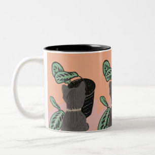 Tasse 2 Couleurs Chat tigré gris Plantes 
