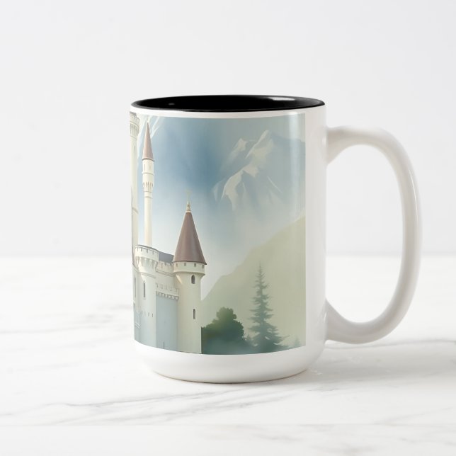Tasse 2 Couleurs Château de Crème aquarelle avec vignes (Droit)