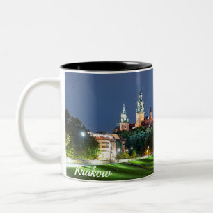 Tasse 2 Couleurs Château Wawel la nuit à Cracovie, Pologne