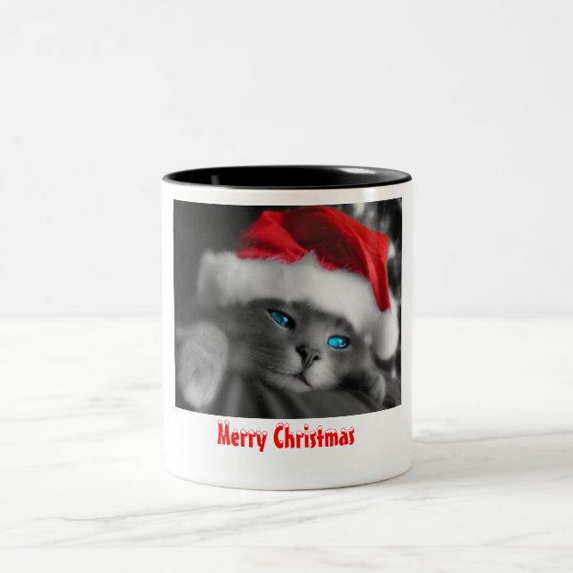 Tasse 2 Couleurs Chaton de Noël (Centre)