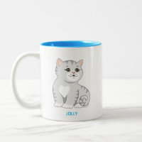 Chaton Tabby Gris Argent & Texte Personnalisé Tw