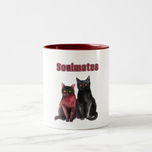 Tasse 2 Couleurs Chats âmes sœurs rouge noir