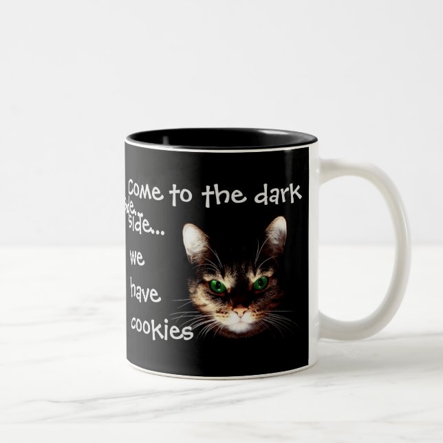 Tasse 2 Couleurs Chats Badass - "Dark Side has Cookies" (Droit)