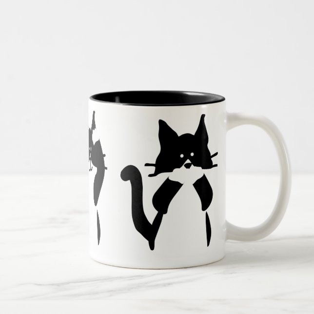 Tasse 2 Couleurs Chats blancs noirs | Trois chatons (Droit)