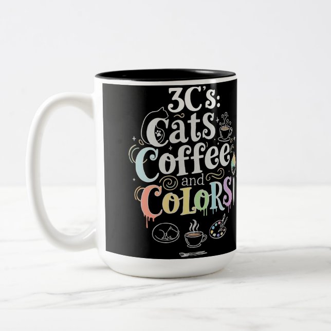 Tasse 2 Couleurs Chats Café et Couleurs (Gauche)