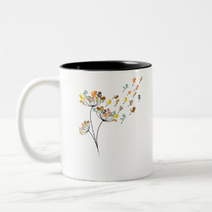 Tasse 2 Couleurs Chats Dandelion Fleur Chat de compagnie coloré