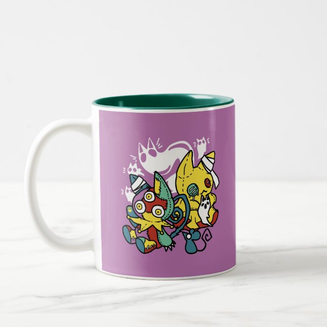 Tasse 2 Couleurs Chats déplaisants Halloween Art : Paw-sitly Fright (Gauche)