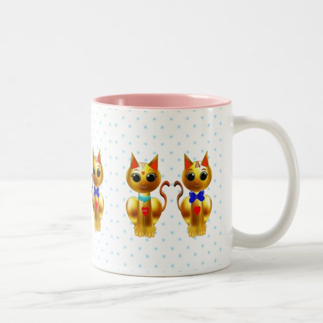 Tasse 2 Couleurs Chats dorés mignons (Droit)