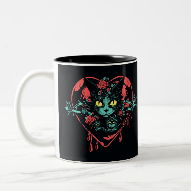 Tasse 2 Couleurs Chats Éffrayants Valentine et sang (Gauche)