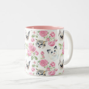 Tasse 2 Couleurs Chats et Roses