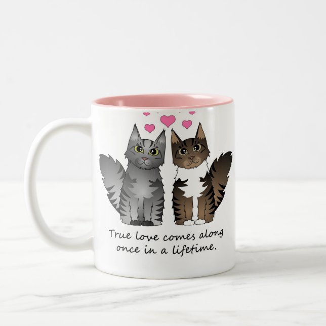 Tasse 2 Couleurs Chats mignons - amour vrai (Gauche)