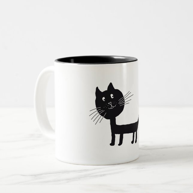 Tasse 2 Couleurs Chats mignons tirant de la boue (Devant gauche)