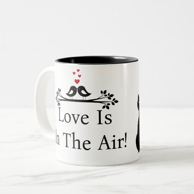 Tasse 2 Couleurs Chats monochromes amoureux (Devant gauche)