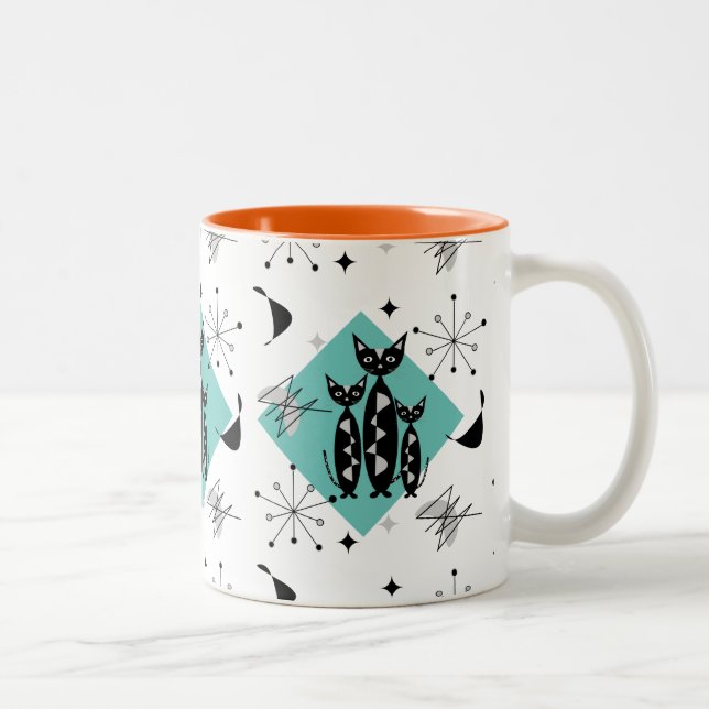 Tasse 2 Couleurs Chats rétro du milieu du siècle moderne Motif (Droit)